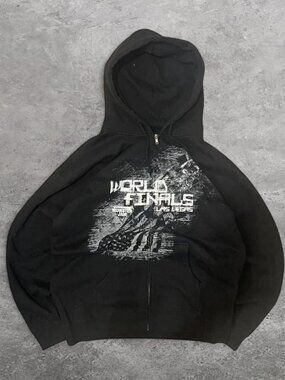 Y2K black zip up hoodie Monster Jam Mens XL